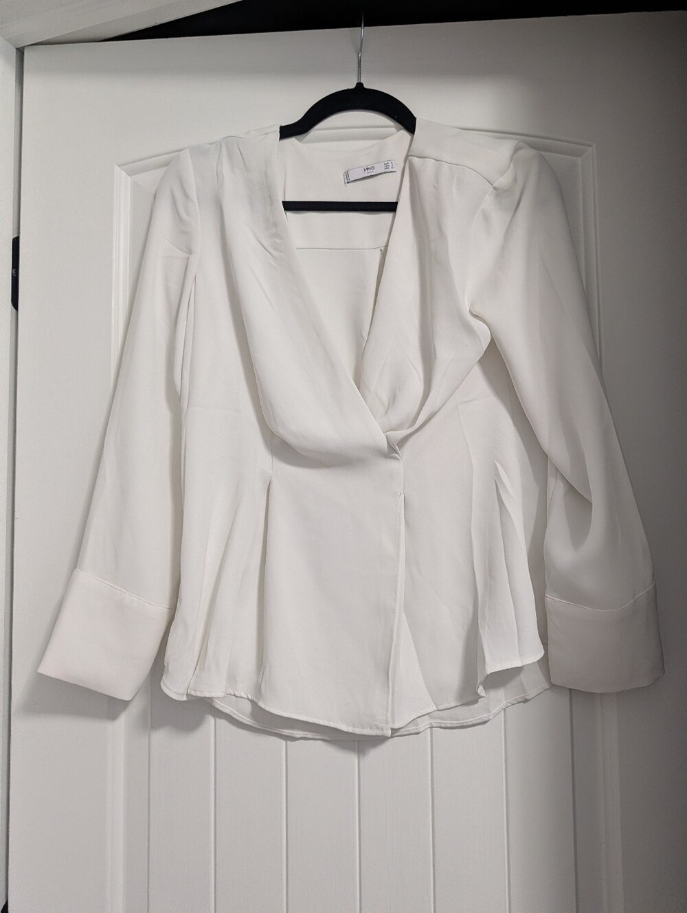 White Draped V-Neck Blouse - Elegant Women's Top